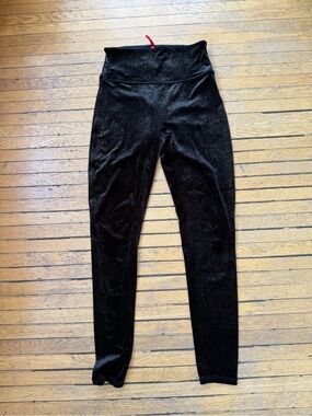 Spanx Black Velvet High-Waist Leggings